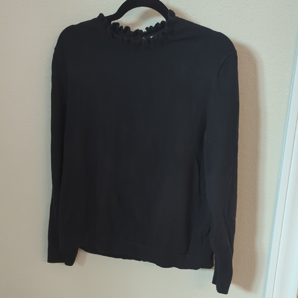 J. Crew Black Ruffle Sweater